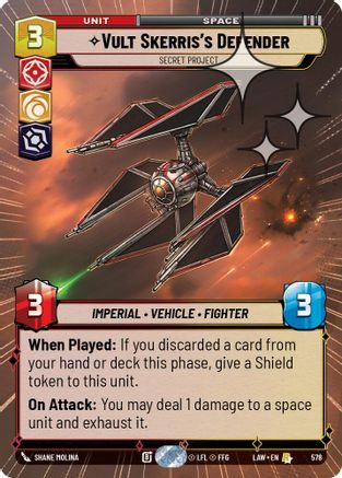 Image of Vult Skerris's Defender - Secret Project (Hyperspace Foil) (578) - A Lawless Time Foil