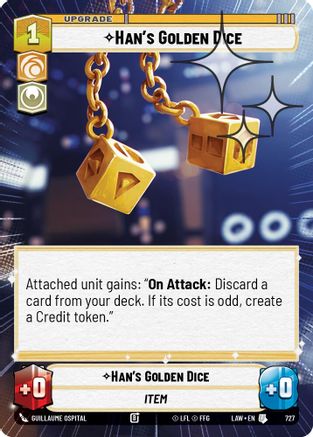 Image of Han's Golden Dice (Hyperspace Foil) (727) - A Lawless Time Foil