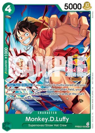 Image of Monkey.D.Luffy (Red Bull Double Don!!) (PRB02-005) - One Piece Promotion Cards