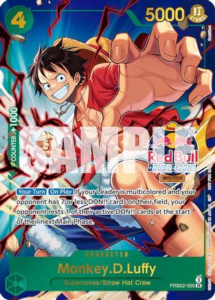 Image of Monkey.D.Luffy (Red Bull Double Don!!) (Winner) (PRB02-005) - One Piece Promotion Cards Foil