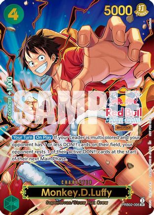 Image of Monkey.D.Luffy (Red Bull Double Don!!) (Winner) (Textured) (PRB02-005) - One Piece Promotion Cards Foil