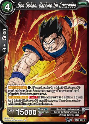 Image of Son Gohan, Backing Up Comrades (BT30-087) - Three Glorious Fighters