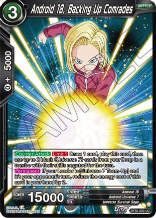 Image of Android 18, Backing Up Comrades (BT30-093) - Three Glorious Fighters Foil