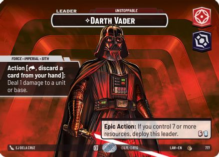 Image of Darth Vader - Unstoppable (Showcase) (777) - A Lawless Time Foil