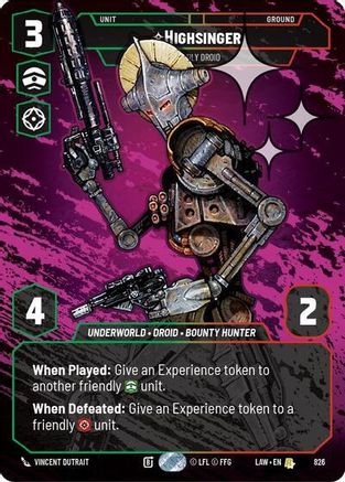 Image of Highsinger - Deadly Droid (Prestige Foil) (826) - A Lawless Time Foil