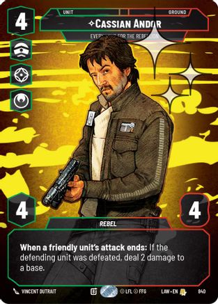 Image of Cassian Andor - Everything for the Rebellion (Prestige Foil) (840) - A Lawless Time Foil