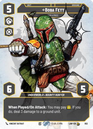 Image of Boba Fett - For a Price (Prestige Foil) (852) - A Lawless Time Foil
