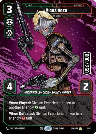 Image of Highsinger - Deadly Droid (Serialized) (865) - A Lawless Time Foil