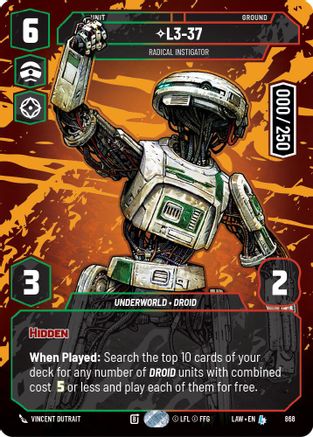 Image of L3-37 - Radical Instigator (Serialized) (868) - A Lawless Time Foil