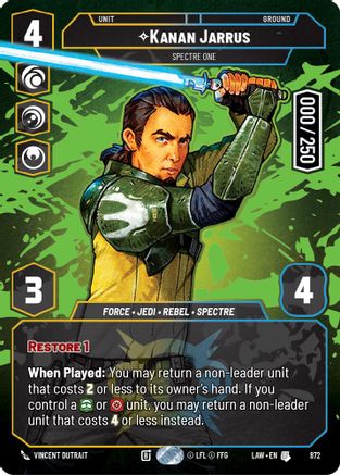 Image of Kanan Jarrus - Spectre One (Serialized) (872) - A Lawless Time Foil