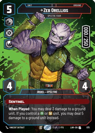 Image of Zeb Orellios - Spectre Four (Serialized) (875) - A Lawless Time Foil