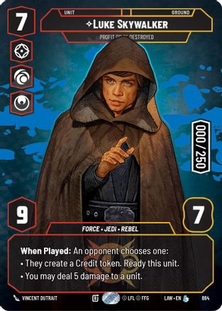 Image of Luke Skywalker - Profit or Be Destroyed (Serialized) (884) - A Lawless Time Foil