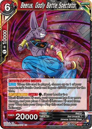 Image of Beerus, Godly Battle Spectator (BT30-141) - Three Glorious Fighters Foil