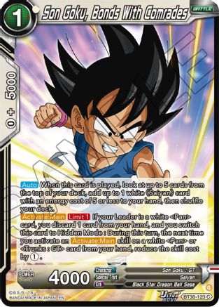 Image of Son Goku, Bonds With Comrades (BT30-123) - Three Glorious Fighters
