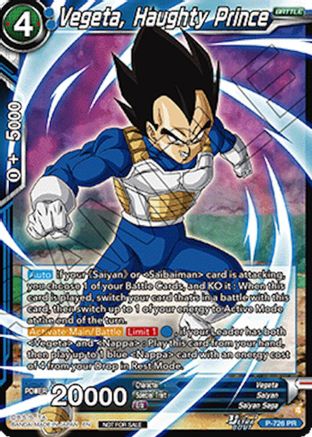 Image of Vegeta, Haughty Prince (Ultra-Bout Series Tournament Pack Vol.2) (P-726) - Tournament Promotion Cards