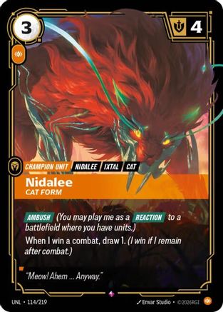 Image of Nidalee - Cat Form (114/219) - Unleashed Foil