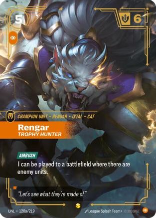 Image of Rengar - Trophy Hunter (Alternate Art) (120a/219) - Unleashed Foil