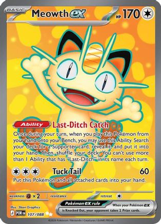 Image of Meowth ex 107/088  - Holofoil ME03 Perfect Order - Ultra Rare