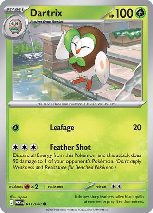 Image of Dartrix 011  - Reverse Holofoil ME03 Perfect Order - Common