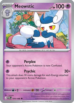 Image of Meowstic 034  - Reverse Holofoil ME03 Perfect Order - Uncommon