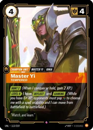 Image of Master Yi - Tempered (113/219) - Unleashed Foil