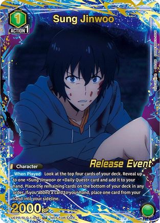Image of Sung Jinwoo (046) (U*) (UE17BT/SLG-1-046) - UE17BT SOLO LEVELING Release Event Cards Foil