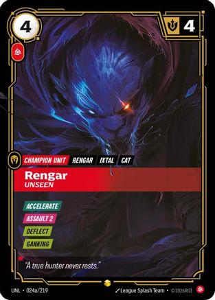 Image of Rengar - Unseen (Alternate Art) (024a/219) - Unleashed Foil