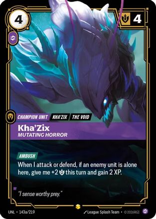 Image of Kha'Zix - Mutating Horror (Alternate Art) (143a/219) - Unleashed Foil