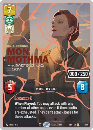 Image of Mon Mothma - Clinging to Hope (Serialized) (Rose Gold) (1128) - Secrets of Power Foil