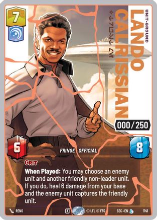 Image of Lando Calrissian - Trust Me (Serialized) (Rose Gold) (1141) - Secrets of Power Foil