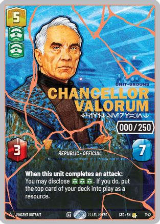 Image of Chancellor Valorum - Civil Servant (Serialized) (Rose Gold) (1142) - Secrets of Power Foil