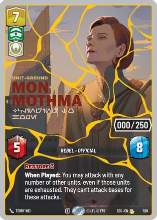 Image of Mon Mothma - Clinging to Hope (Serialized) (Gold) (1128) - Secrets of Power Foil
