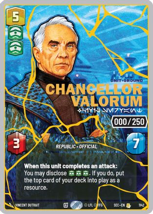 Image of Chancellor Valorum - Civil Servant (Serialized) (Gold) (1142) - Secrets of Power Foil