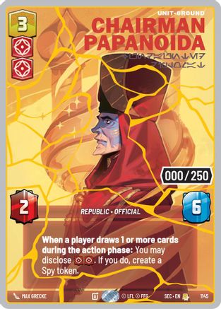 Image of Chairman Papanoida - Undaunted Diplomat (Serialized) (Gold) (1145) - Secrets of Power Foil