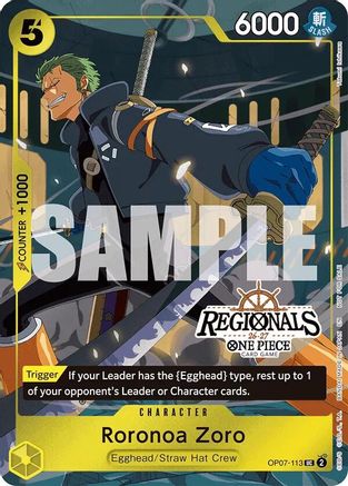 Image of Roronoa Zoro (113) (Regional Participation Pack 2026 Vol.1) (OP07-113) - One Piece Promotion Cards Foil