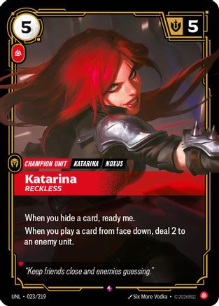 Image of Katarina - Reckless (023/219) - Unleashed Foil