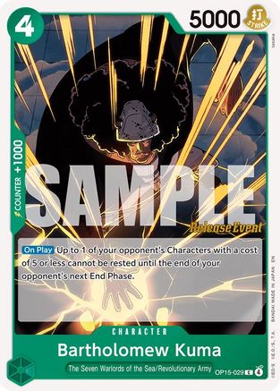 Image of Bartholomew Kuma (OP15-029) (OP15-029) - Adventure on Kami's Island Release Event Cards