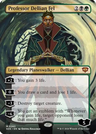 Image of Professor Dellian Fel (Borderless) (SOS-283) - Secrets of Strixhaven Foil