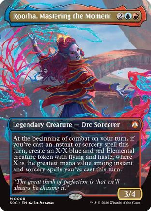 Image of Rootha, Mastering the Moment (Borderless) (SOC-008) - Commander: Secrets of Strixhaven Foil