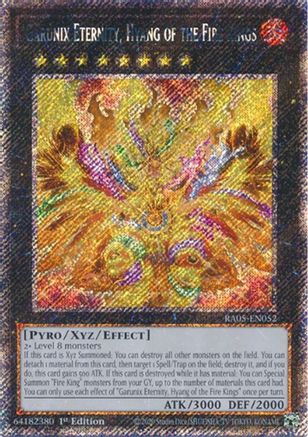 Image of Garunix Eternity, Hyang of the Fire Kings (Platinum Secret Rare) (RA05-EN052) - Rarity Collection 5 1st Edition