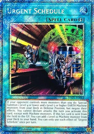 Image of Urgent Schedule (Platinum Secret Rare) (RA05-EN064) - Rarity Collection 5 1st Edition