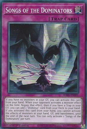 Image of Songs of the Dominators (RA05-EN081) - Rarity Collection 5 1st Edition