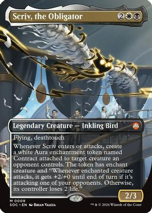 Image of Scriv, the Obligator (Borderless) (SOC-009) - Commander: Secrets of Strixhaven Foil