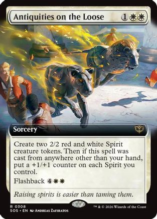 Image of Antiquities on the Loose (Extended Art) (SOS-308) - Secrets of Strixhaven