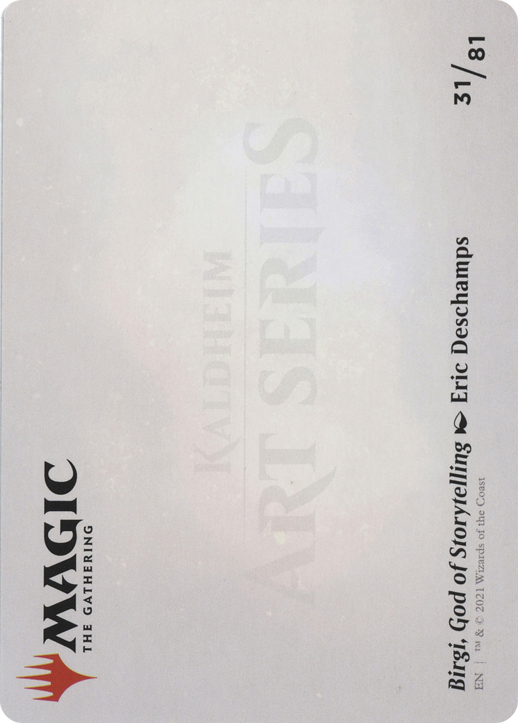 Image of Birgi, God of Storytelling // Birgi, God of Storytelling (ASKHM-031) - Art Series: Kaldheim (Borderless) Foil