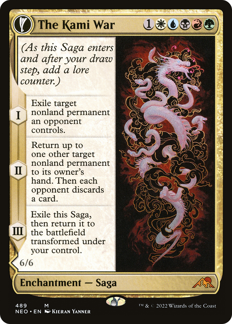 Image of The Kami War (Extended Art) (NEO-489) - Kamigawa: Neon Dynasty: (Extended Art, fandfc, enchantment) Foil