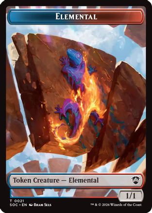 Image of Elemental (0021) // Phyrexian Myr Double-Sided Token (SOC-21 // 8) - Commander: Secrets of Strixhaven