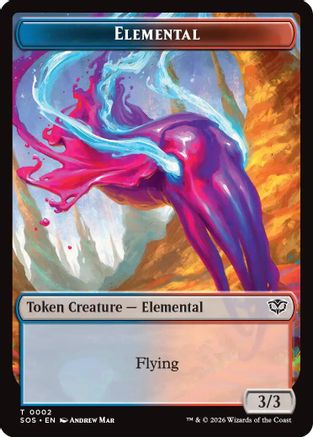 Image of Elemental (0002) // Treasure Double-Sided Token (SOS-2 // 12) - Secrets of Strixhaven
