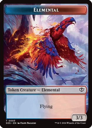 Image of Elemental (0003) // Treasure Double-Sided Token (SOS-3 // 12) - Secrets of Strixhaven