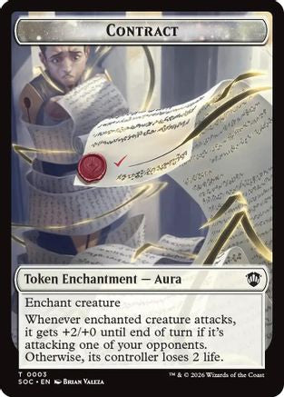 Image of Contract // Pegasus Double-Sided Token (SOC-3 // 5) - Commander: Secrets of Strixhaven Foil